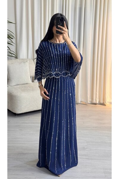 SELSAL Pearl embellished evening dress