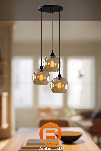 AmberLED Modern Metal Gövdeli Avize, Antre ve Salon İçin E27 Uyumlu