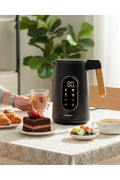 rebune Riboon Electric Kettle 1.7L 2200W - LED Touch - Stainless Steel - Black - RE-1-132
