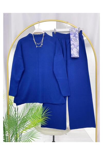 YEDİLALE Stand-Up Collar Casual Wide-Leg Knit Tunic Pants Double Set [Not a Shawl Genius, Size Range 38-44]