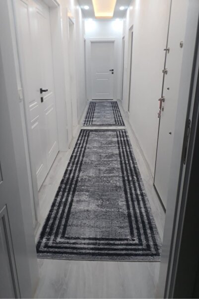 VOPTEKS Siyah Halı Yolluk Makinede Yıkanabilir Halı Kaymaz Taban Halı