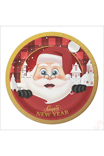 SüSLe Bebek ve Parti Yılbaşı Noel Baba Karton Tabak - 22cm x 8 Adet