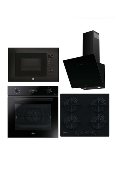 Hoover 4'lü Ankastre Set Siyah (HO3158B FIRIN-HMIG20GDFN MİCRO-HVW6MBB Gazlı ...