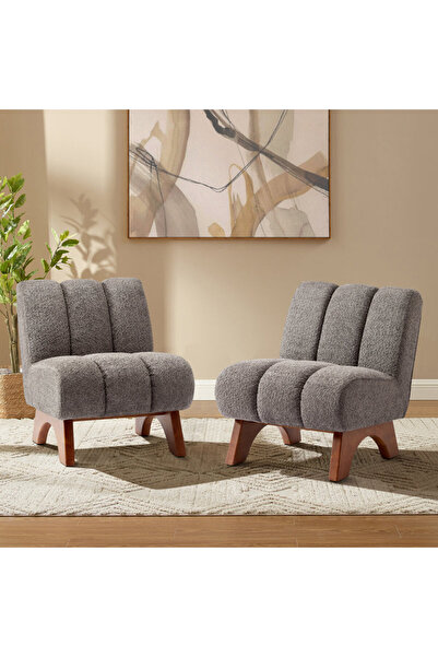 homejoyz | كراسي متحف من الخشب السويدي والبوكلي - رمادي