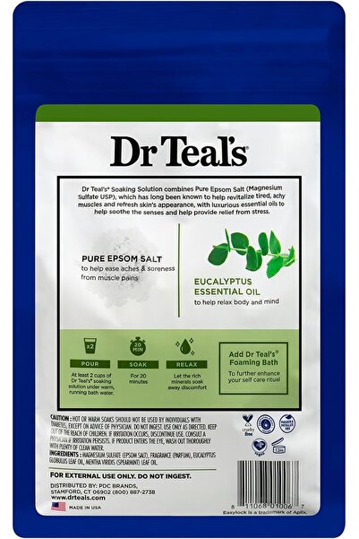 Generic Dr Teal's Pure Epsom Salt Soaking Solution - Eucalyptus & Spearmint, 1.36 kg
