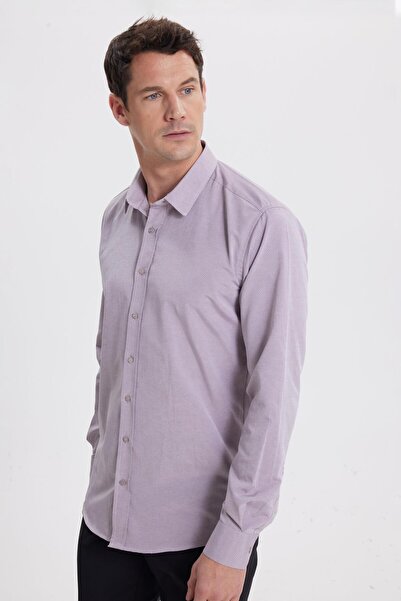 Tudors Modern Slim Fit Long Sleeve Cotton Easy Iron Dobby Dusty Rose Men's Shirt