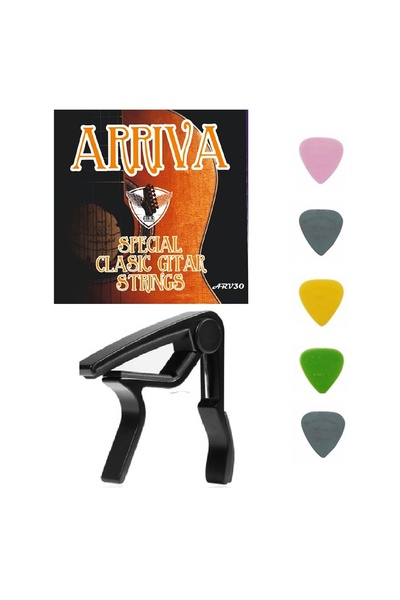 Arriva Coarde pentru chitară clasică + capodastre pentru chitară + set de 5 pleturi