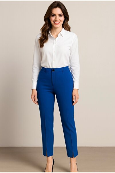 KASİDE Yırtmaçlı kumaş pantolon, yüksek bel