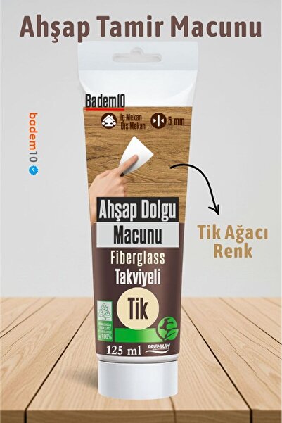 Badem10 (PREMİUM) Ahşap Parke Tamir Macunu TİK Renk Mobilya Masa Dolgu Çatlak...
