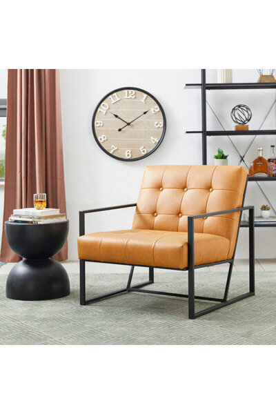 homejoyz | كرسي أوبال بلوم - جلد وفولاذ - بني فاتح