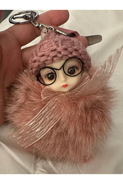 TChic حلية حقيبة على شكل فتاة صغيرة مع نظارات من القطيفة/سلسلة مفاتيح