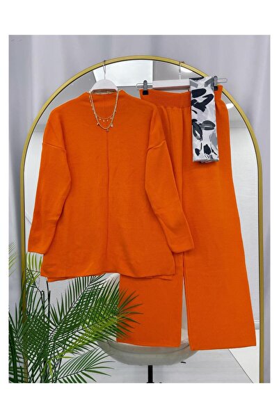 YEDİLALE Stand-Up Collar Casual Wide-Leg Knit Tunic Pants Double Set [Not a Shawl Genius, Size Range 38-44]