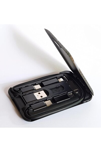 EXCEFORE صندوق تخزين تحويل USB-C مع كابل شحن/بيانات ومحولات USB-A/MicroUSB/Li...