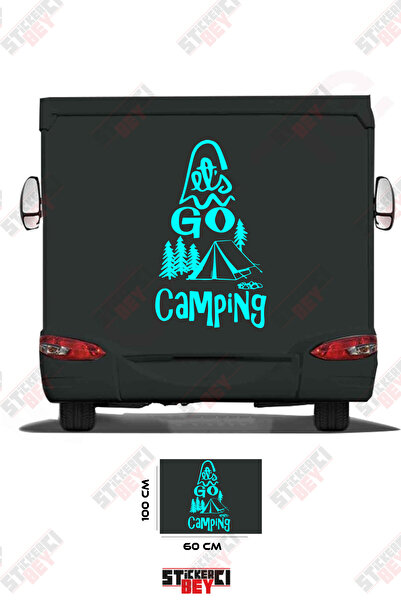STİCKERCI BEY Caravan Sticker Covering with the Text'Go Camping' and an Image...