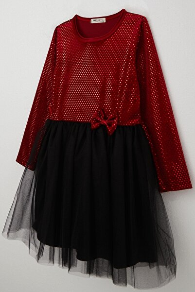 Breeze Girl's Long Sleeve Dress Velvet Sequin Age 5-10, Red