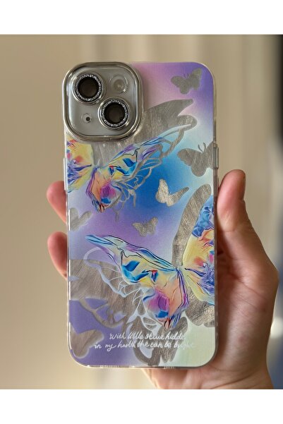 FİŞNEİLETİŞİM iPhone 14 Compatible Silvery Lens Protective Case