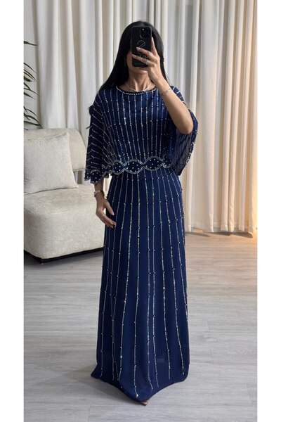 SELSAL Pearl embellished evening dress