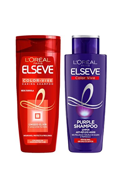 ELSEVE Color Vive Hair Care Set: Purple Shampoo, 200 ml and Shampoo, 250 ml
