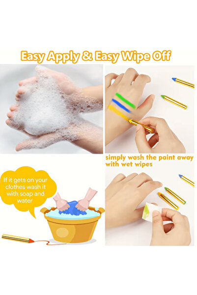 CRM Children's Makeup Kit with 16 Pigmented Colors, CRM, Face/Body Crayons, Non-Toxic, Parties/Carnival