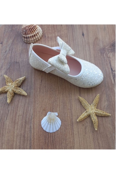 SKY MODA Orthopedic Ballet Flats with Band, Sequins and Bow Detail, Girls'