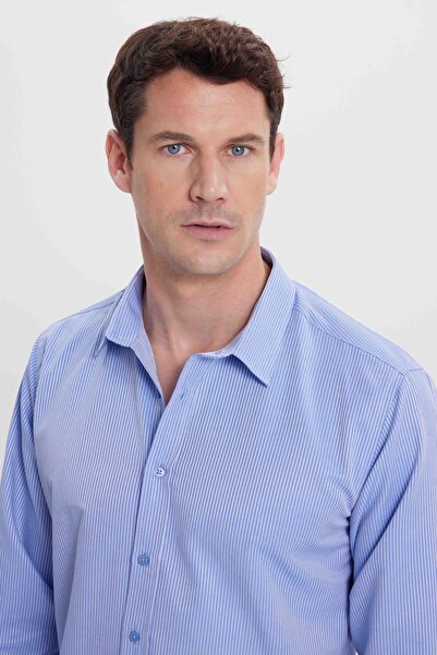 Tudors Modern Slim Fit Long Sleeve Cotton Easy Iron Dobby Cobalt Blue Men's Shirt