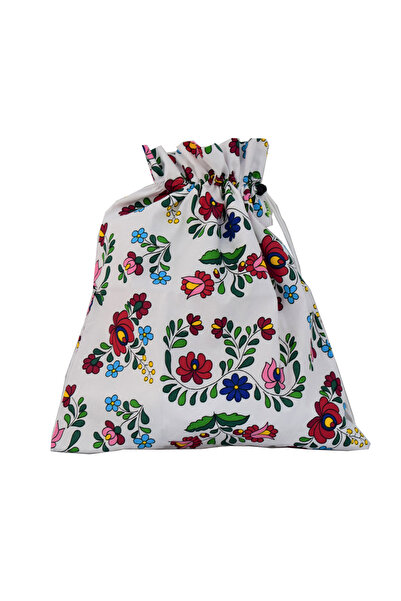 VeraGreen Padded bag for bread 3-4 kg, cotton, with drawstring and stopper, colored flowers, size XL