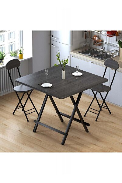 Taimi 3-Piece Folding Dining Set,Table with 2 Chairs Elegant Design, Wooden Table 80x80x74cm Brown