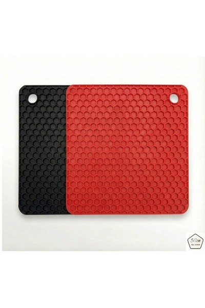 5Gen Tasarım Kırmızı ve Siyah Silikon Kare Nihale, Kalburabastı, Kurabiye Şek...