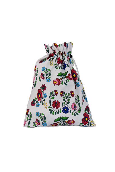 VeraGreen Padded bag for bread 2-3 kg, made of fabric, with drawstring and stopper, colored flowers, size L