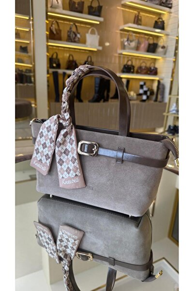 KRISTE BELL İthal Hakiki Yarma Deri Kadın El Omuz Çantası -7456-