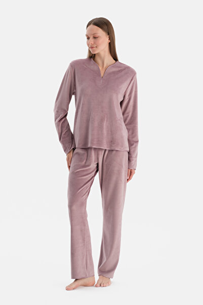 Dagi V-Neck Long Sleeve Velvet T-Shirt Pants Set