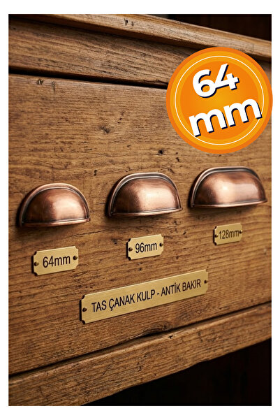 HOBİDABİ Tas Midye Çanak 64mm Antik Bakır Dolap Çekmece Vestiyer Mobilya Kulpu