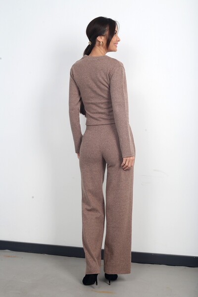 By Saygı Women's Buttoned Front Jacket piped Palazzo Pants Thessaloniki 2-Piece Set