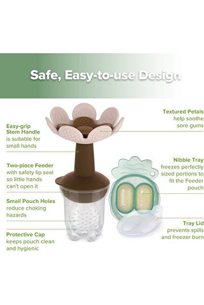 Haakaa Flower Baby Fruit Feeder & Breastmilk Popsicle Mold Set (Blush)