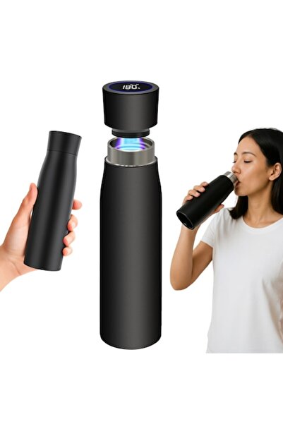 PROUDANKA Smart Thermos with UV Purification, 500 ml, LED Temp Display, Hydration Reminder, Black