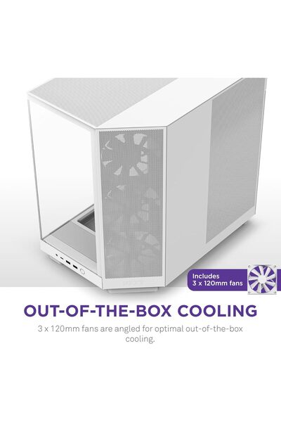 Nzxt H6 Flow CC-H61FW-01 Compact Dual-Chamber Mid-Tower Airflow Case - White