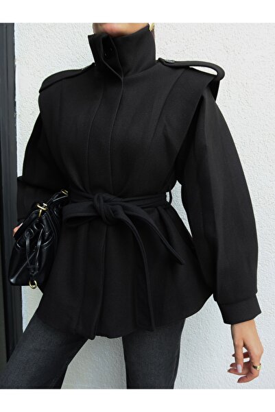 ESRAHELVACI Shoulder Pad Piece Shoulder Epaulet Detail Cashmere Coat