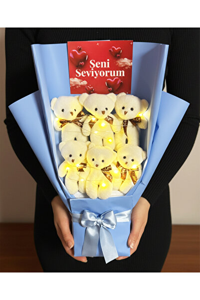 Linalux Gifts Sevgiliye Hediye - Seni Seviyorum Işıklı Ayıcık Buketi - Sevgil...