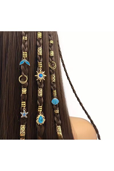 suprizegift Hair Ring Hair Earring Baroque&Seashell Assortment 9-Piece Hair Ring