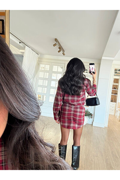 My Blog Red Plaid Shirt Dress - 4989