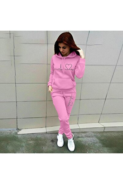 FASHION Casual Full Sleeve Heartbeat Hoodie & Jogger Set