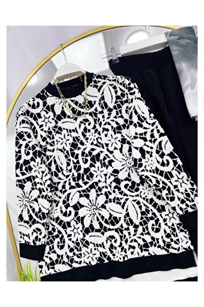 YEDİLALE Flower-Patterned Zero-Collar Knitwear Double Set [Excluding Underwear and Shawl]