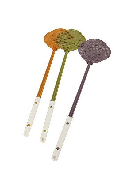 Lawazim Fly Swatter Set 3pcs Multicolor II - Flexible Long Handle Easy Clean
