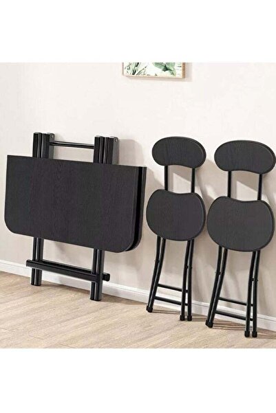 Taimi 3-Piece Folding Dining Set,Table with 2 Chairs Elegant Design, Wooden Table 80x80x74cm Brown