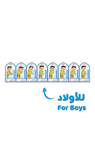 Fun Learning Store ملصقات خطوات الوضوء للأولاد - أدوات تعليمية إسلامية للأطفال