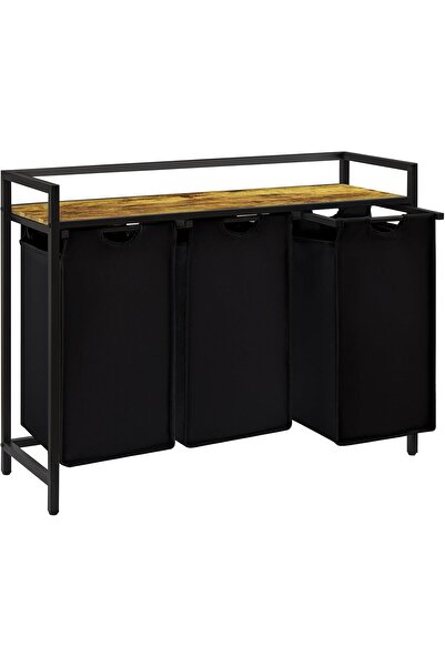 Lifewit Laundry Hamper 3-Section 120L Pull-Out Organizer with Top Shelf & 3 R...