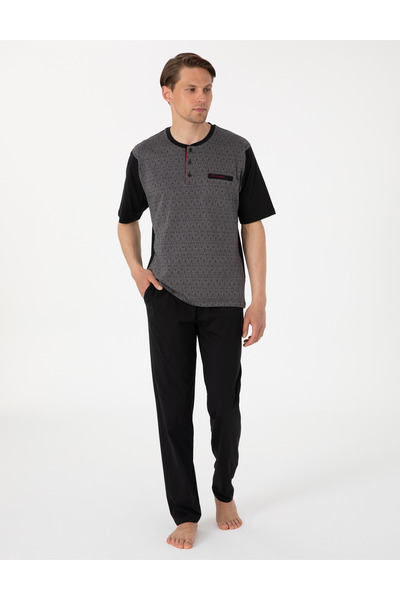 Pierre Cardin 6087 Short Sleeve 3-Piece Jacquard Pajama Set