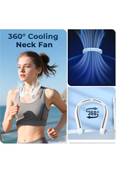 Generic Portable Rechargeable Wearable Neck Fan - 3-Speed, Hands-Free, Low Noise