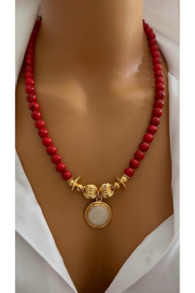 Nevaa Still Sıkma mercan Doğaltaş altın kaplama tasarım çoklu trend hediyelik...