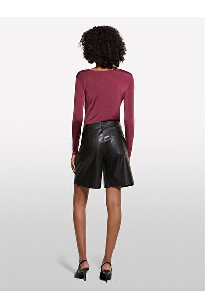 Sisley Women's Faux Leather High Waist Bermuda Shorts 325A44Ukl901Q-Sis100